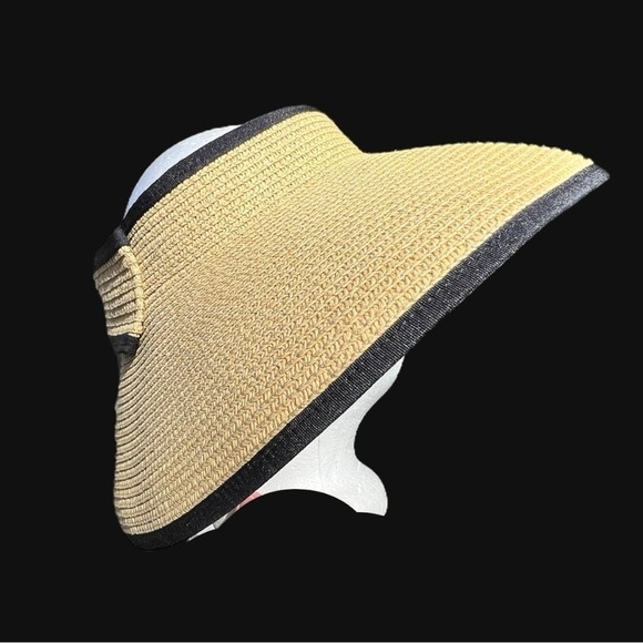 🌻Jacobson Tan Foldable Packable Empty Top Brimmed Straw Visor Cap Hat - Picture 6 of 8